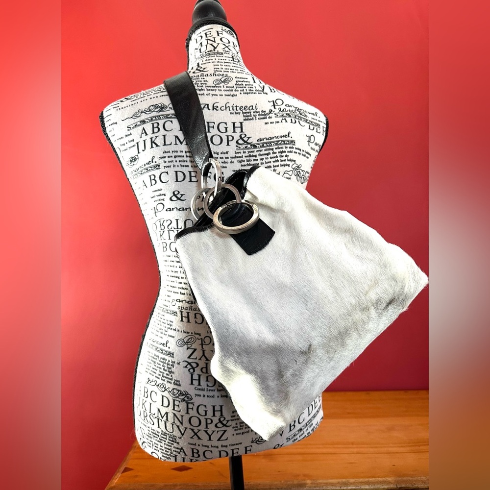 NWOT Unique Coles black and white calf hair shoulder bag.